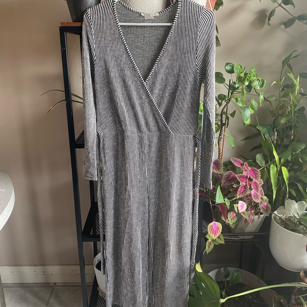Caution To The Wind Black and White Long Sleeve Jumpsuit